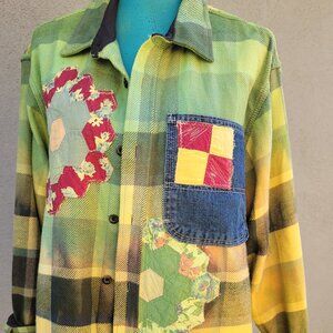 Sweetpea Chore coat, Reworked Flannel, ORVIS flannel, upcycled Flannel, XL
